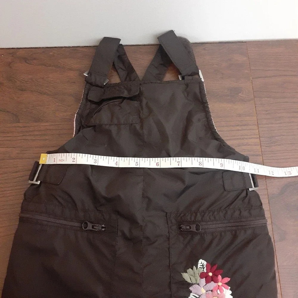 Old Navy Overalls Snowsuit Girls 18-24 Mos. Brown Floral Fleece Lined Pockets
